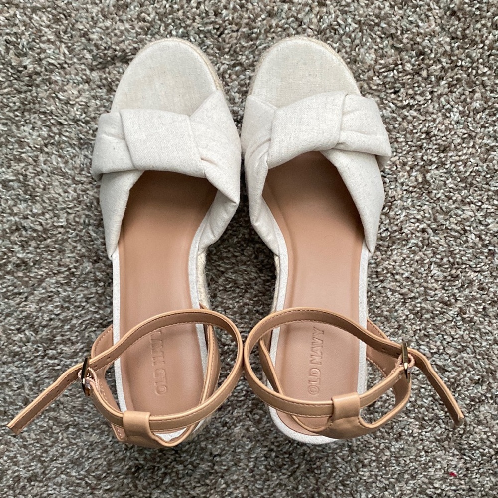Old Navy Knotted Canvas Espadrille Wedge Sandals Size 8